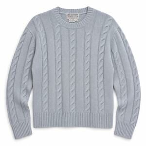 Saks Fifth Avenue Folio 100% Cashmere Cable Knit Sweater Women's XL Light Blue